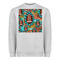Football Leopard Turquoise Gemstone Sunflower Seamless Pattern Heavyweight Sweatshirt | Teevron