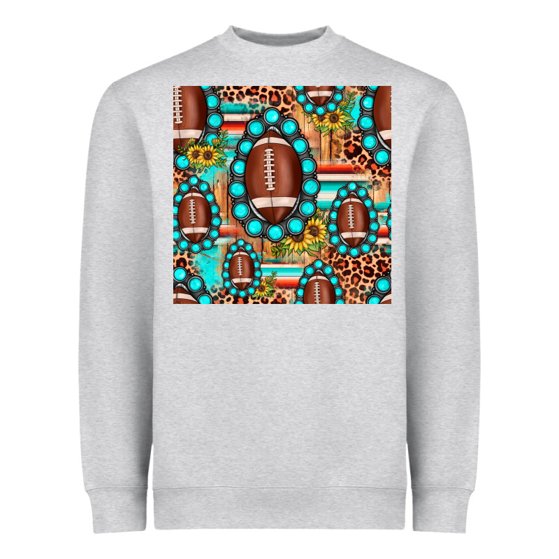Football Leopard Turquoise Gemstone Sunflower Seamless Pattern Heavyweight Sweatshirt by JahusDesignShop | Teevron