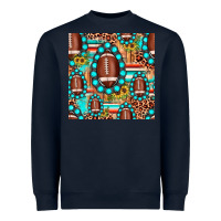 Navy football leopard turquoise gemstone sunflower seamless pattern Heavyweight Sweatshirt - JahusDesignShop