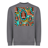 Storm football leopard turquoise gemstone sunflower seamless pattern Heavyweight Sweatshirt - JahusDesignShop