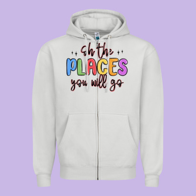 Oh The Places You Will Go Zipper Hoodie Designed By Maliassmallbusiness