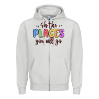 Dove Grey oh the places you will go Zipper Hoodie - MaliasSmallBusiness