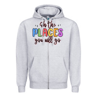 Heather Grey oh the places you will go Zipper Hoodie - MaliasSmallBusiness