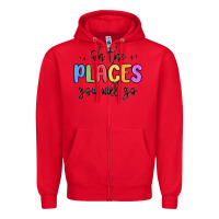 Red oh the places you will go Zipper Hoodie - MaliasSmallBusiness