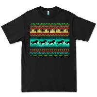 Black turquoise horse and bullskull aztec  pattern Premium Tee - BarkalooDesign