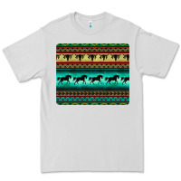 Dove Grey turquoise horse and bullskull aztec  pattern Premium Tee - BarkalooDesign
