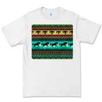 White turquoise horse and bullskull aztec  pattern Premium Tee - BarkalooDesign