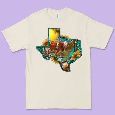Premium Tee Western Texas Map With Longhorn Bull
