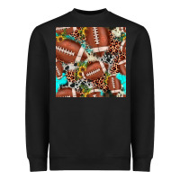 Black football leopard turquoise cowhide sunflower seamless pattern Heavyweight Sweatshirt - JahusDesignShop