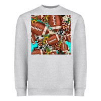 Heather Grey football leopard turquoise cowhide sunflower seamless pattern Heavyweight Sweatshirt - JahusDesignShop