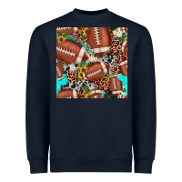 Football Leopard Turquoise Cowhide Sunflower Seamless Pattern Heavyweight Sweatshirt | Teevron
