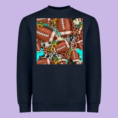 Football Leopard Turquoise Cowhide Sunflower Seamless Pattern Heavyweight Sweatshirt Designed By Jahusdesignshop