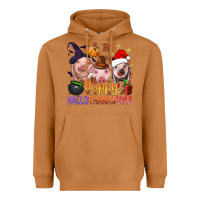Meerkat Happy Hallothanksmas Pigs Heavyweight Hoodie - BundleAndBundleShop