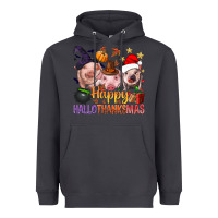 Smoke Happy Hallothanksmas Pigs Heavyweight Hoodie - BundleAndBundleShop