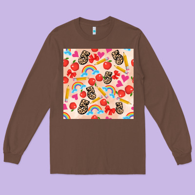 Back To School Seamless Pattern 5 (3600x3600) Long Sleeve Tee Designed By Adodesignshop