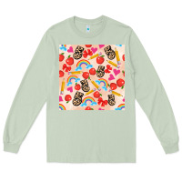 Matcha back to school seamless pattern 5 (3600x3600) Long Sleeve Tee - AdoDesignShop