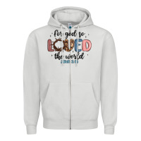 Dove Grey for god so loved the world Zipper Hoodie - MaliasSmallBusiness