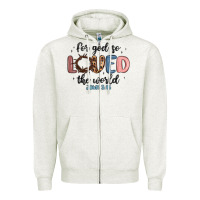 Oatmeal Heather for god so loved the world Zipper Hoodie - MaliasSmallBusiness