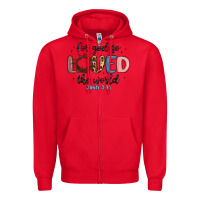 Red for god so loved the world Zipper Hoodie - MaliasSmallBusiness