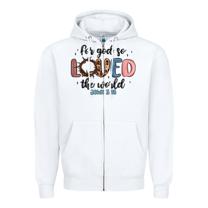 For God So Loved The World Zipper Hoodie by MaliasSmallBusiness | Teevron