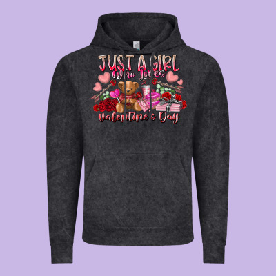 Just  Girl Who Loves Valentines Day Vintage Hoodie Designed By Racoondesign