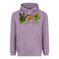 Lavender Peace Love St.Patrick's Day Heavyweight Hoodie - BundleAndBundleShop