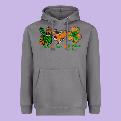 Peace Love St.patrick's Day Heavyweight Hoodie Designed By Bundleandbundleshop