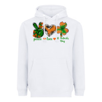 White Peace Love St.Patrick's Day Heavyweight Hoodie - BundleAndBundleShop