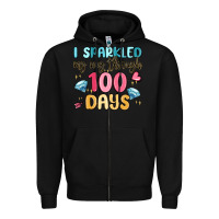 Black i sparkled my way through 100 days Zipper Hoodie - MaliasSmallBusiness