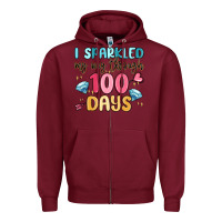 Burgundy i sparkled my way through 100 days Zipper Hoodie - MaliasSmallBusiness