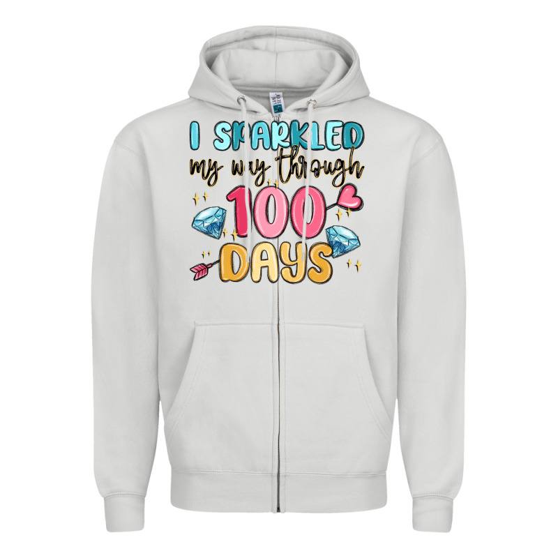 I Sparkled My Way Through 100 Days Zipper Hoodie by MaliasSmallBusiness | Teevron