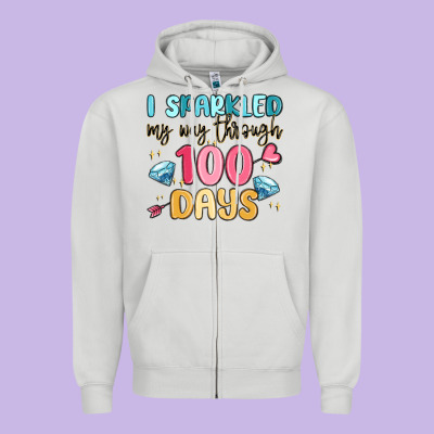 I Sparkled My Way Through 100 Days Zipper Hoodie Designed By Maliassmallbusiness