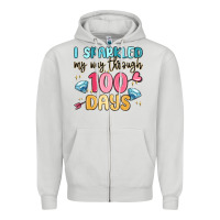 Dove Grey i sparkled my way through 100 days Zipper Hoodie - MaliasSmallBusiness
