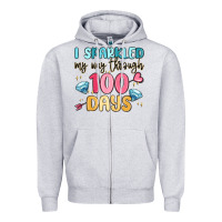 Heather Grey i sparkled my way through 100 days Zipper Hoodie - MaliasSmallBusiness
