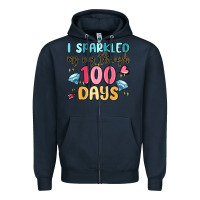 Navy i sparkled my way through 100 days Zipper Hoodie - MaliasSmallBusiness