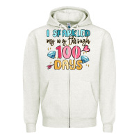 Oatmeal Heather i sparkled my way through 100 days Zipper Hoodie - MaliasSmallBusiness
