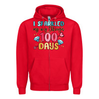 Red i sparkled my way through 100 days Zipper Hoodie - MaliasSmallBusiness