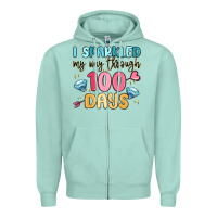 Seafoam i sparkled my way through 100 days Zipper Hoodie - MaliasSmallBusiness