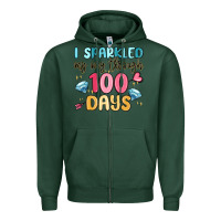 Sports Green i sparkled my way through 100 days Zipper Hoodie - MaliasSmallBusiness