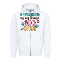 White i sparkled my way through 100 days Zipper Hoodie - MaliasSmallBusiness