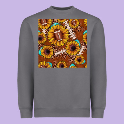 Football Leopard Sunflower Seamless Pattern Heavyweight Sweatshirt Designed By Jahusdesignshop