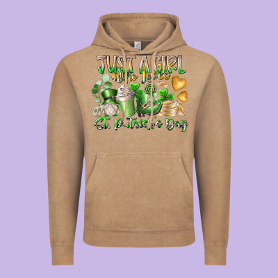 Just A Girl Who Loves Saint Patrick's Day Vintage Hoodie Designed By Racoondesign