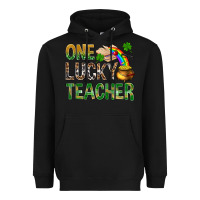 Black One Lucky Teacher St. Patricks Heavyweight Hoodie - BundleAndBundleShop