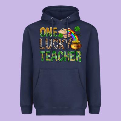 One Lucky Teacher St. Patricks Heavyweight Hoodie Designed By Bundleandbundleshop