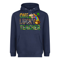 Navy One Lucky Teacher St. Patricks Heavyweight Hoodie - BundleAndBundleShop