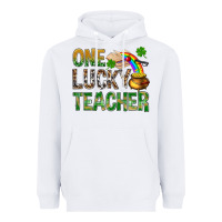 White One Lucky Teacher St. Patricks Heavyweight Hoodie - BundleAndBundleShop