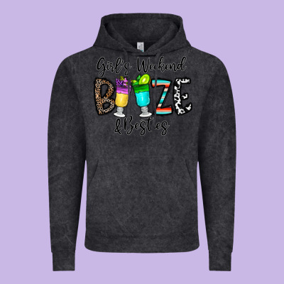 Girl's Weekend Booze & Besties Vintage Hoodie Designed By Cowhidedigitalart