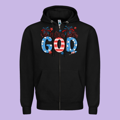 One Nation Under God Zipper Hoodie Designed By Maliassmallbusiness