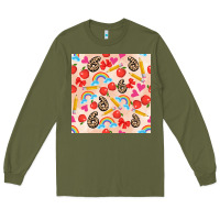 Army Green back to school seamless pattern 6 (3600x3600) Long Sleeve Tee - AdoDesignShop