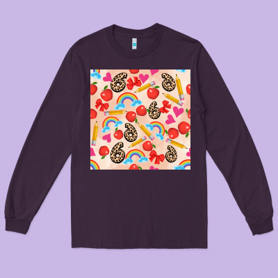 Back To School Seamless Pattern 6 (3600x3600) Long Sleeve Tee Designed By Adodesignshop